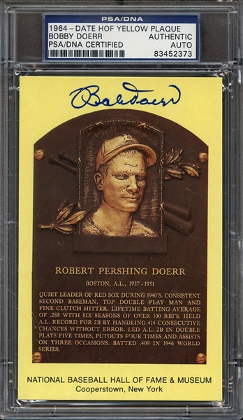 BOBBY DOERR SIGNED HOF POSTCARD PSA/DNA AUTO AUTHENTIC