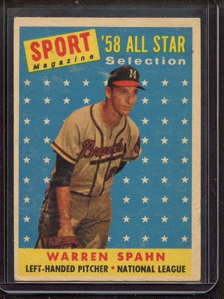 1958 TOPPS 494 WARREN SPAHN ALL STAR