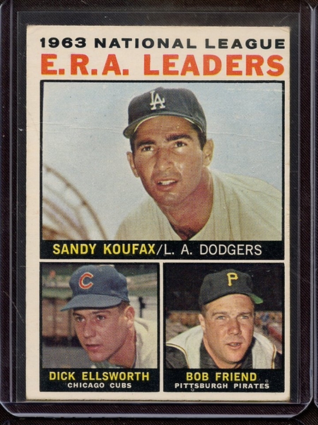 1964 TOPPS 1 NL ERA LEADERS SANDY KOUFAX