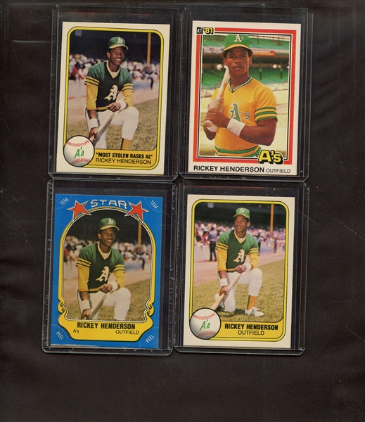 (4) 1981 DONRUSS & FLEER RICKEY HENDERSON LOT