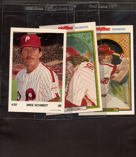 (3) PETE ROSE & MIKE SCHMIDT POSTCARD LOT