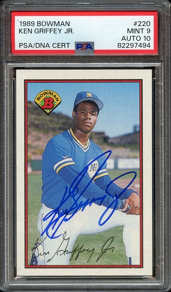 Lot Detail - 1989 BOWMAN 220 SIGNED KEN GRIFFEY JR PSA MINT 9 PSA/DNA ...