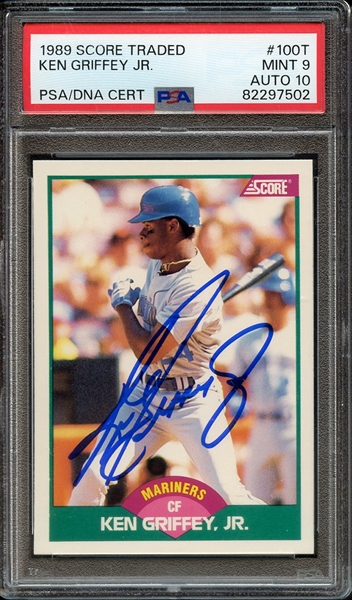 1989 SCORE TRADED 100T SIGNED KEN GRIFFEY JR PSA MINT 9 PSA/DNA AUTO 10