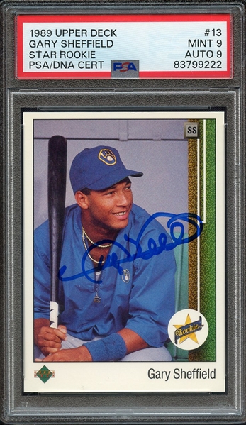 1989 UPPER DECK 13 SIGNED GARY SHEFFIELD PSA MINT 9 PSA/DNA AUTO 9