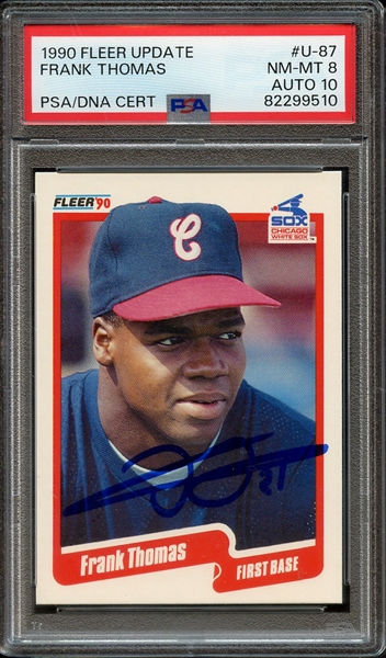 1990 FLEER UPDATE U87 SIGNED FRANK THOMAS PSA NM-MT 8 PSA/DNA AUTO 10