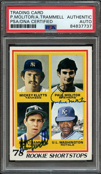 1978 TOPPS 707 DUAL SIGNED PAUL MOLITOR & ALAN TRAMMELL PSA/DNA AUTO AUTHENTIC