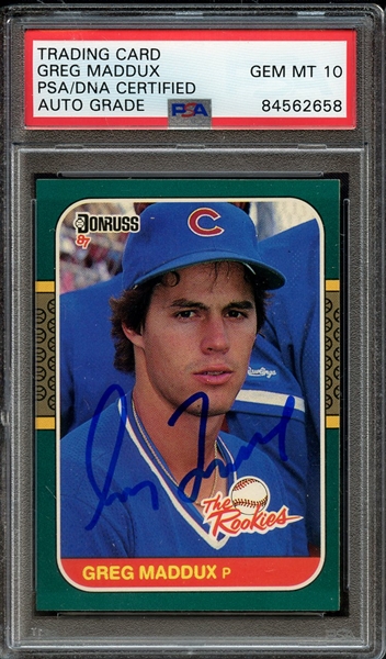 1987 DONRUSS ROOKIES 52 SIGNED GREG MADDUX PSA/DNA AUTO 10