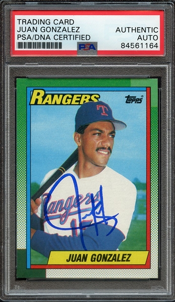 1990 TOPPS 331 SIGNED JUAN GONZALEZ PSA/DNA AUTO AUTHENTIC