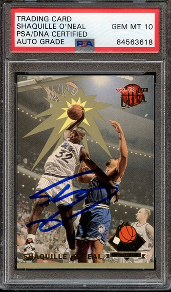 1992 ULTRA REJECTOR 4 SIGNED SHAQUILLE O'NEAL PSA/DNA AUTO 10