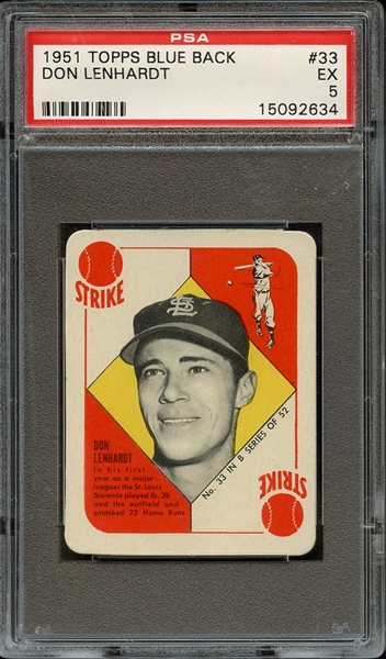 1951 TOPPS BLUE BACK 33 DON LENHARDT PSA EX 5