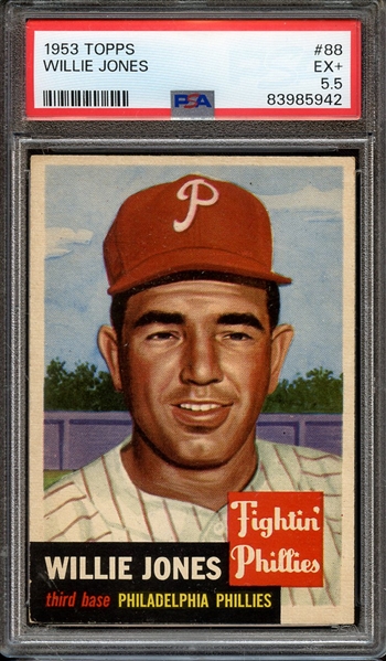 1953 TOPPS 88 WILLIE JONES PSA EX+ 5.5