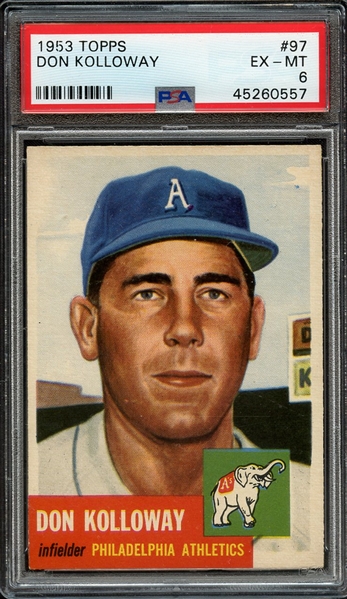 1953 TOPPS 97 DON KOLLOWAY PSA EX-MT 6