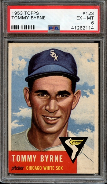 1953 TOPPS 123 TOMMY BYRNE PSA EX-MT 6