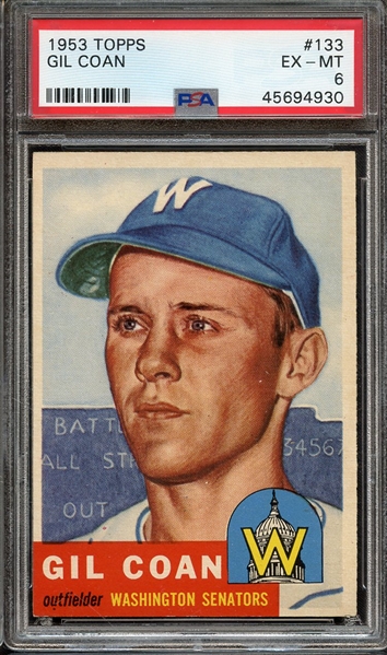 1953 TOPPS 133 GIL COAN PSA EX-MT 6