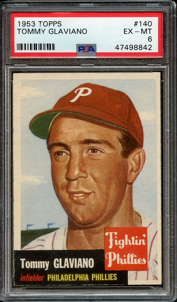 1953 TOPPS 140 TOMMY GLAVIANO PSA EX-MT 6