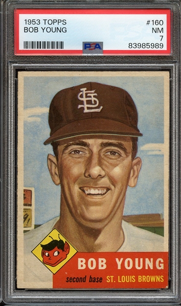 1953 TOPPS 160 BOB YOUNG PSA NM 7