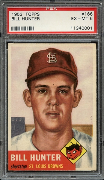 1953 TOPPS 166 BILL HUNTER PSA EX-MT 6