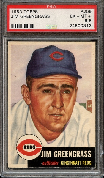 1953 TOPPS 209 JIM GREENGRASS PSA EX-MT+ 6.5