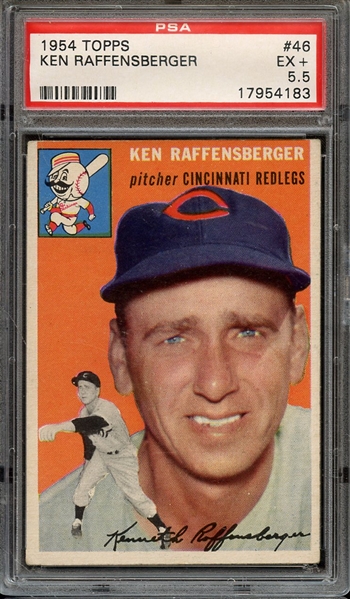 1954 TOPPS 46 KEN RAFFENSBERGER PSA EX+ 5.5