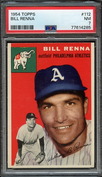 1954 TOPPS 112 BILL RENNA PSA NM 7