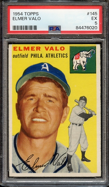1954 TOPPS 145 ELMER VALO PSA EX 5