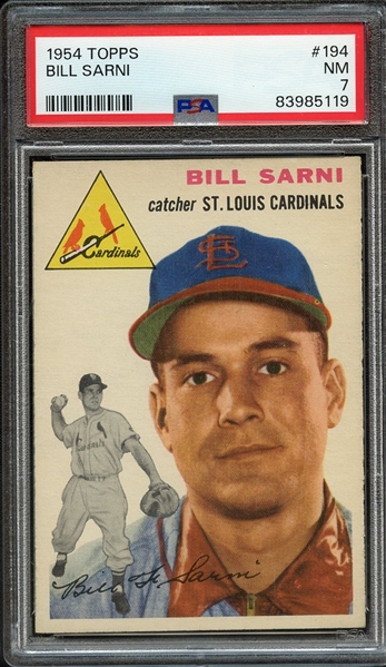 1954 TOPPS 194 BILL SARNI PSA NM 7