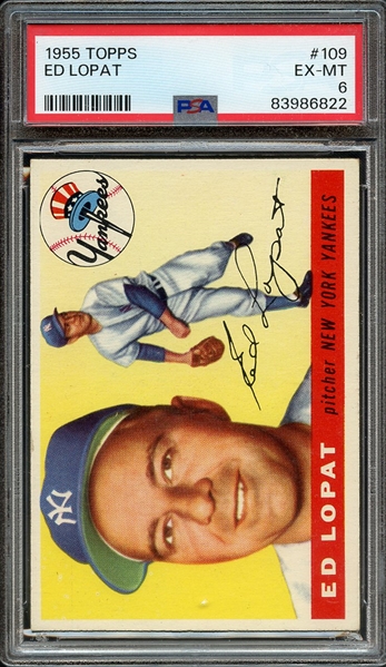 1955 TOPPS 109 ED LOPAT PSA EX-MT 6