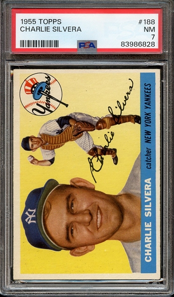 1955 TOPPS 188 CHARLIE SILVERA PSA NM 7