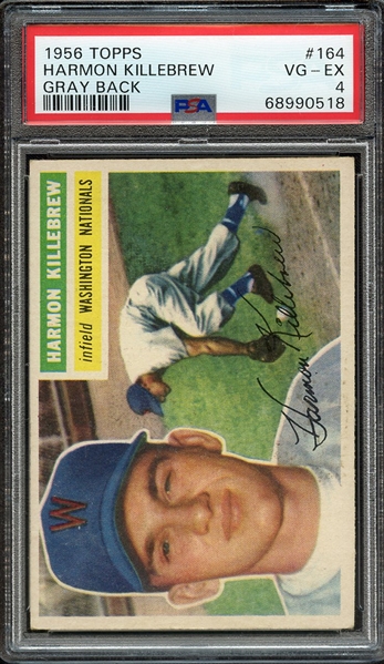 1956 TOPPS 164 HARMON KILLEBREW GRAY BACK PSA VG-EX 4