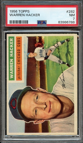 1956 TOPPS 282 WARREN HACKER PSA NM 7