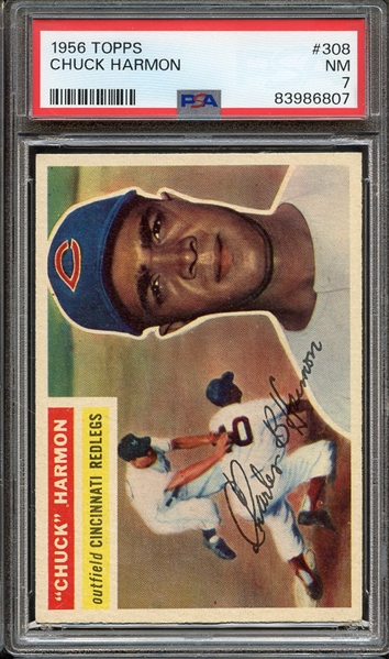 1956 TOPPS 308 CHUCK HARMON PSA NM 7