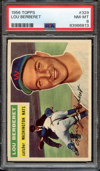 1956 TOPPS 329 LOU BERBERET PSA NM-MT 8