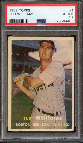 1957 TOPPS 1 TED WILLIAMS PSA GOOD+ 2.5