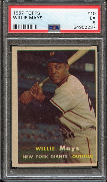 1957 TOPPS 10 WILLIE MAYS PSA EX 5