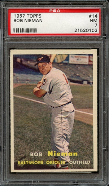 1957 TOPPS 14 BOB NIEMAN PSA NM 7