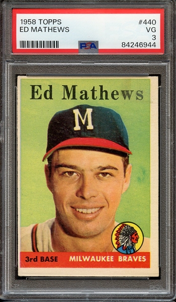 1958 TOPPS 440 ED MATHEWS PSA VG 3