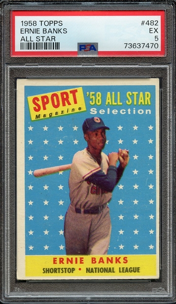 1958 TOPPS 482 ERNIE BANKS ALL STAR PSA EX 5