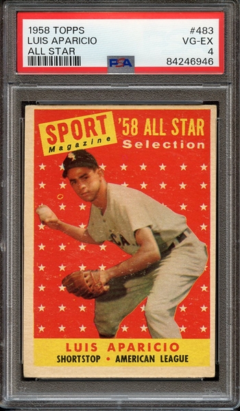 1958 TOPPS 483 LUIS APARICIO ALL STAR PSA VG-EX 4