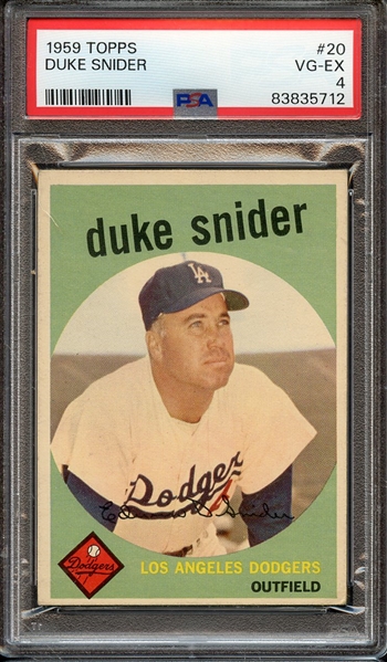 1959 TOPPS 20 DUKE SNIDER PSA VG-EX 4