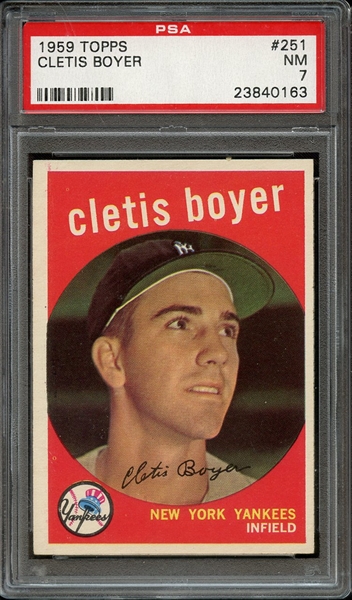 1959 TOPPS 251 CLETIS BOYER PSA NM 7