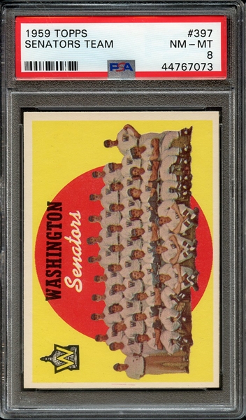 1959 TOPPS 397 SENATORS TEAM PSA NM-MT 8