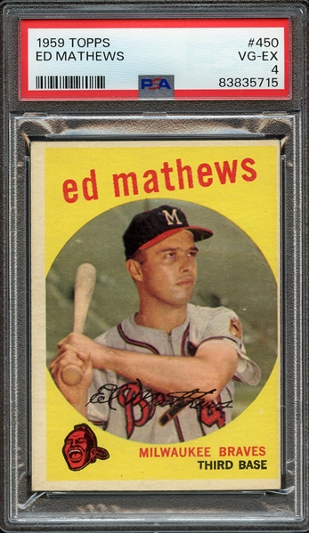 1959 TOPPS 450 ED MATHEWS PSA VG-EX 4