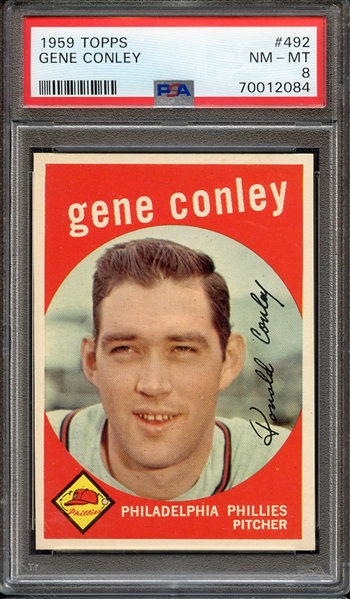 1959 TOPPS 492 GENE CONLEY PSA NM-MT 8