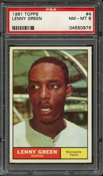 1961 TOPPS 4 LENNY GREEN PSA NM-MT 8