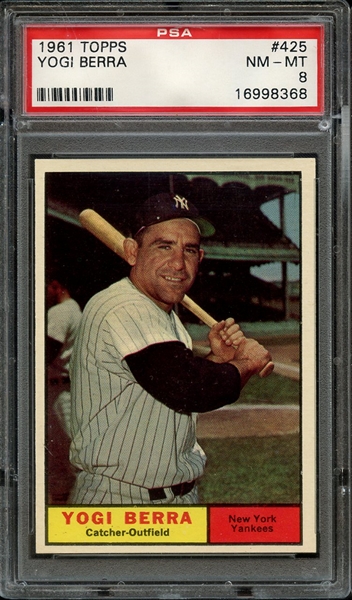 1961 TOPPS 425 YOGI BERRA PSA NM-MT 8