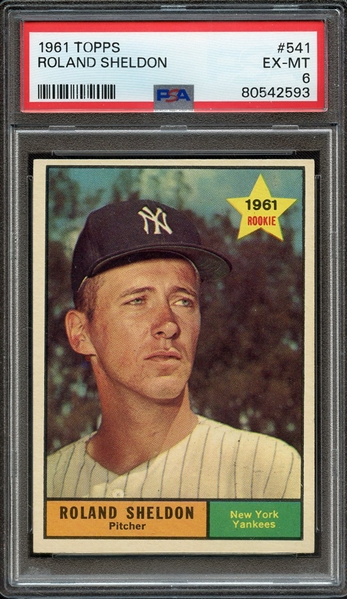 1961 TOPPS 541 ROLAND SHELDON PSA EX-MT 6