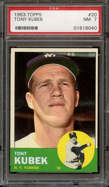 1963 TOPPS 20 TONY KUBEK PSA NM 7