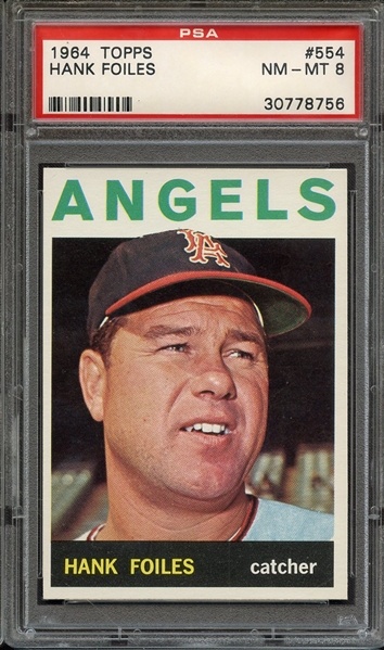 1964 TOPPS 554 HANK FOILES PSA NM-MT 8