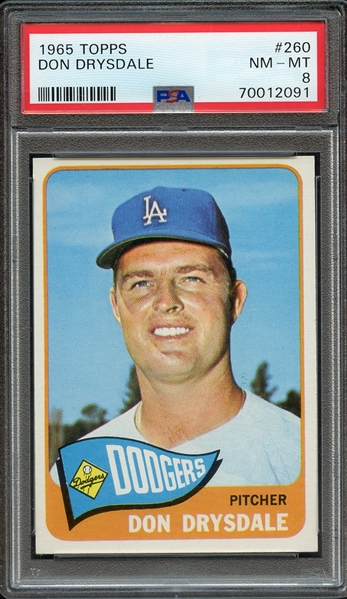 1965 TOPPS 260 DON DRYSDALE PSA NM-MT 8