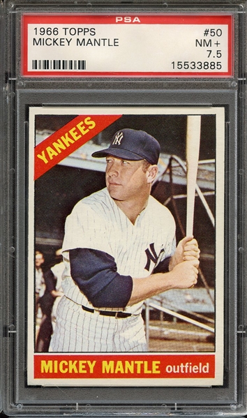 1966 TOPPS 50 MICKEY MANTLE PSA NM+ 7.5